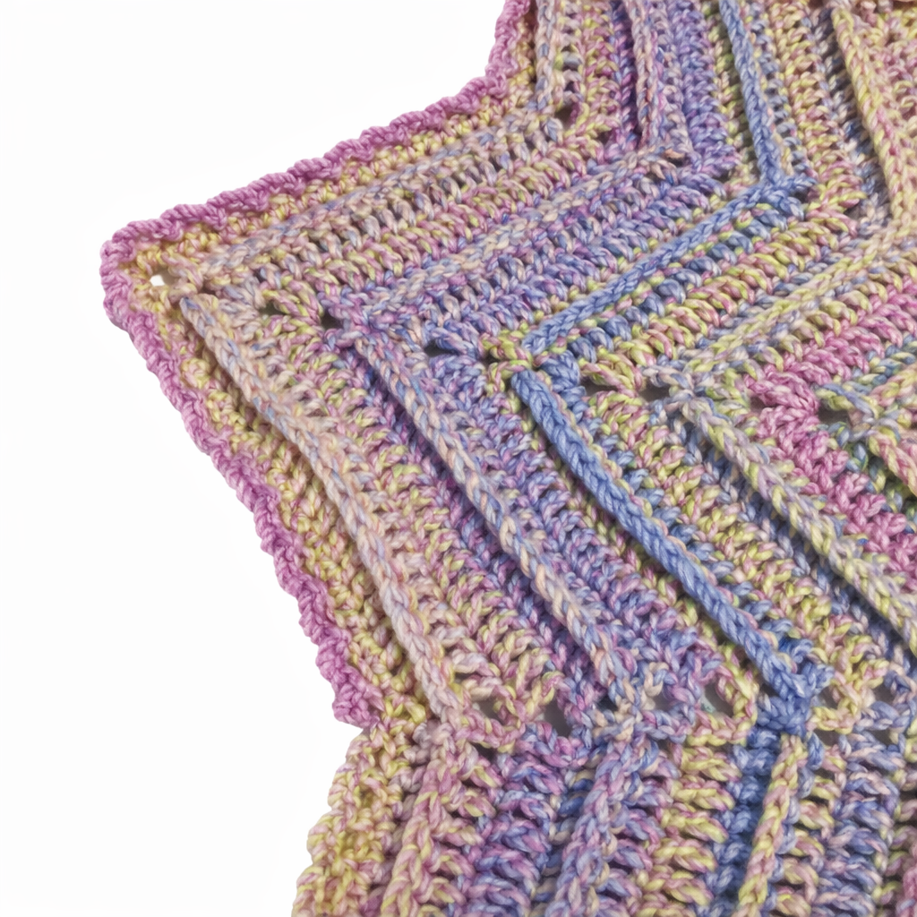 12 Point Star Round Ripple Blanket - Baby Kids Blanket - PINK Multicoloured - Hand Crocheted by CALA