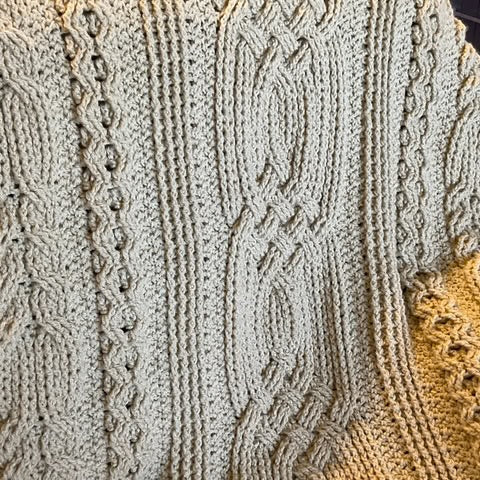 CELTIC Cable design Blanket - Throw - Afghan - Vanilla Cream - Hand Crocheted by CALA