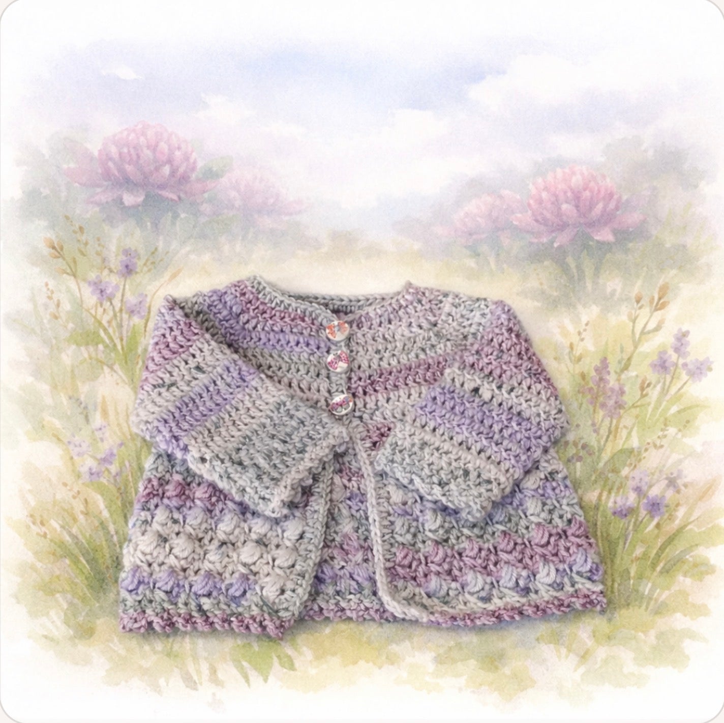 Hand Crocheted “Waratah” Baby Cardigan | 0-3 months - Crocheted by CALA
