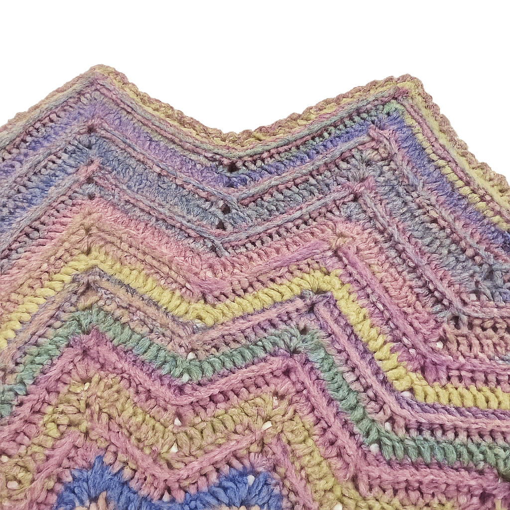 12 Point Star Round Ripple Blanket - Baby Kids Blanket - PINK Multicoloured - Hand Crocheted by CALA