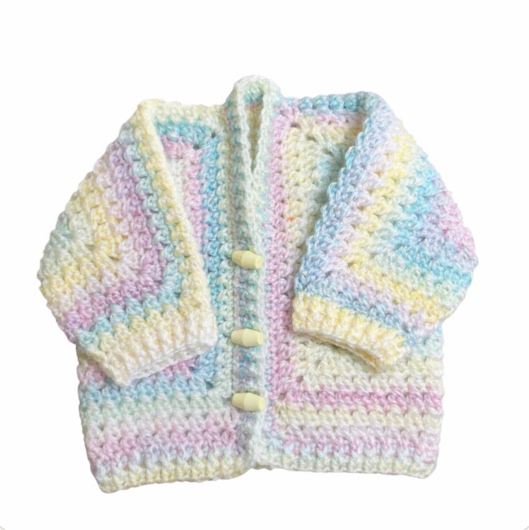 Hand Crocheted “Marble” Baby Cardigan | 0-3 months - Crocheted by CALA