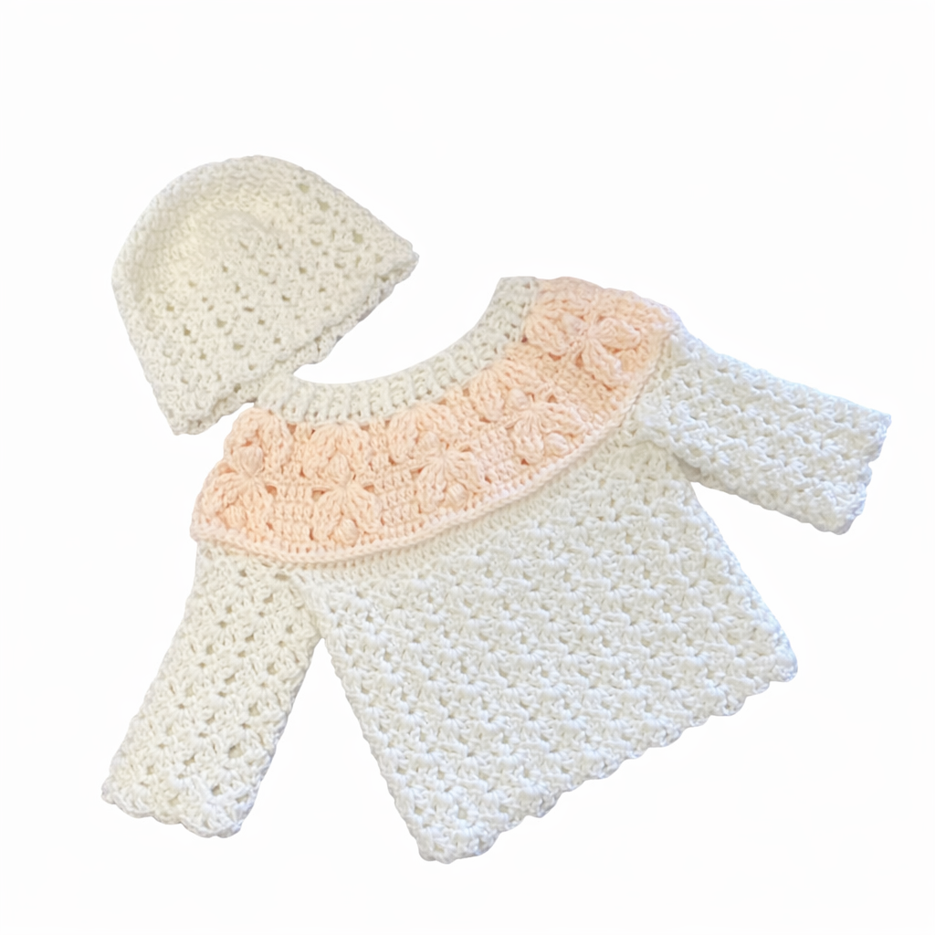 Hand Crocheted Angel on my Shoulder Jumper and Beanie