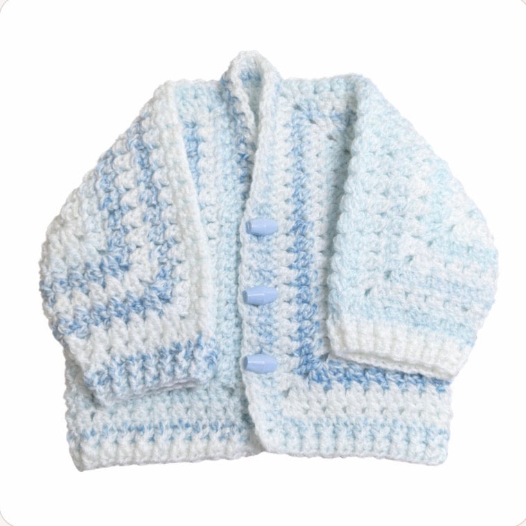 Hand Crocheted “Marble” Baby Cardigan | 0-3 months - Crocheted by CALA