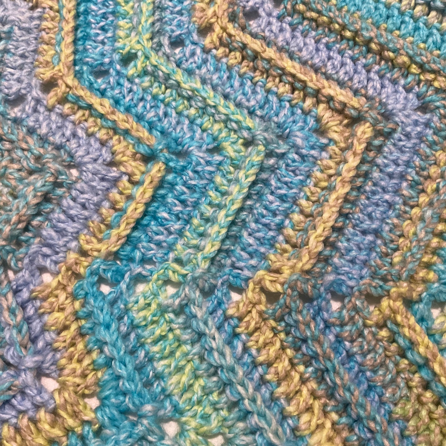 12 Point Star Round Ripple Blanket - Baby Kids Blanket - Blue Multicoloured - Hand Crocheted by CALA