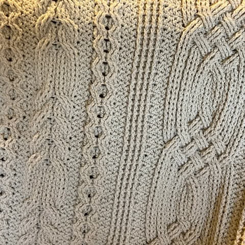 CELTIC Cable design Blanket - Throw - Afghan - Vanilla Cream - Hand Crocheted by CALA