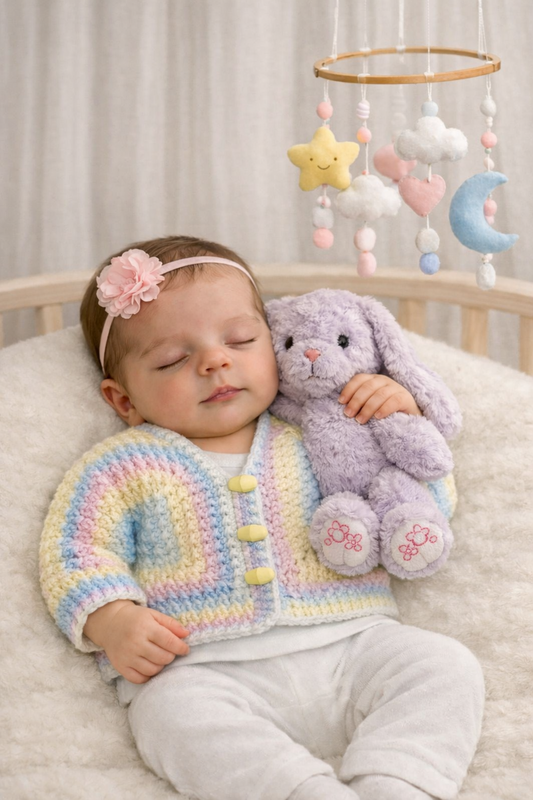 Hand Crocheted “Marble” Baby Cardigan | 0-3 months - Crocheted by CALA