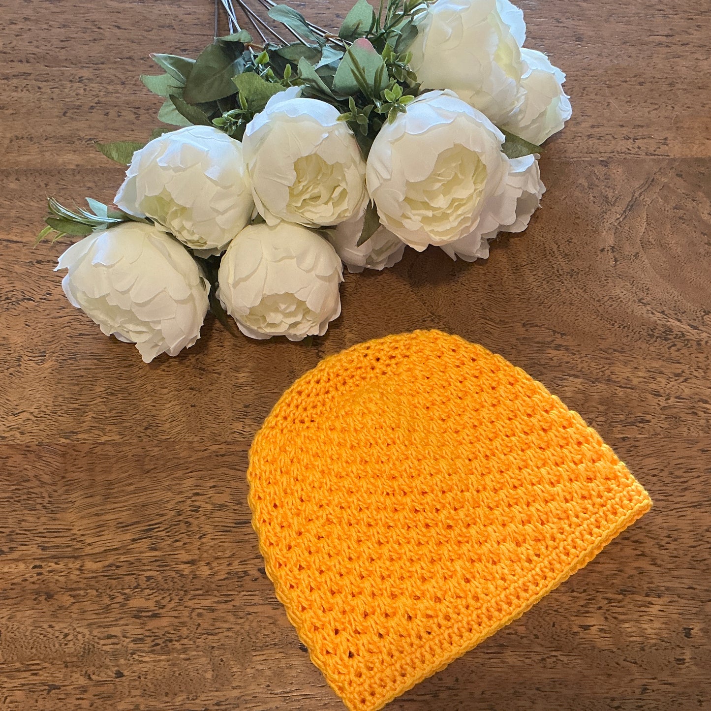 GRATITUDE and GRACE Cancer Chemo Beanie - Hand Crocheted by CALA