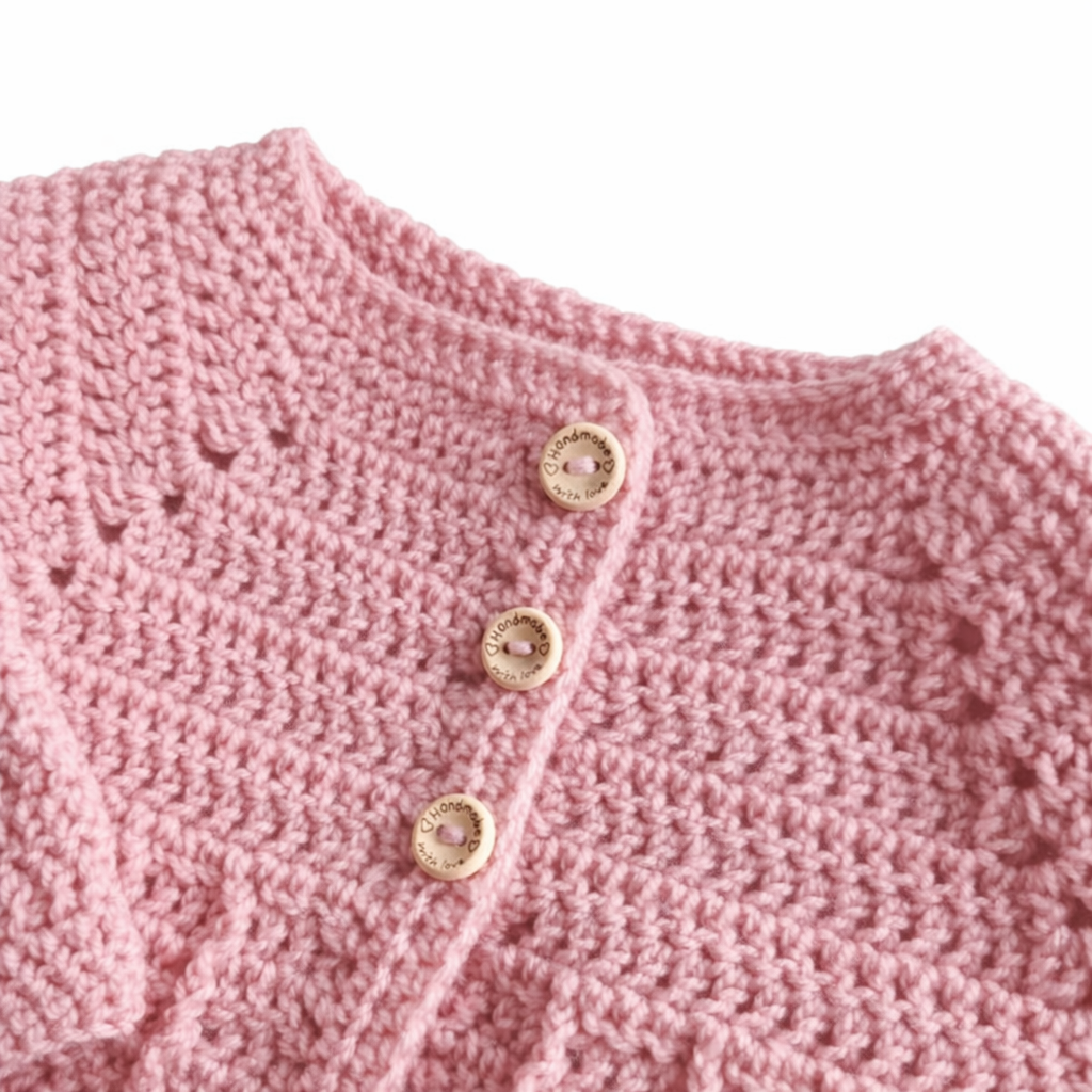 Hand Crocheted Wattle Newborn Cardigan and Beanie Set - Baby Shower Gift