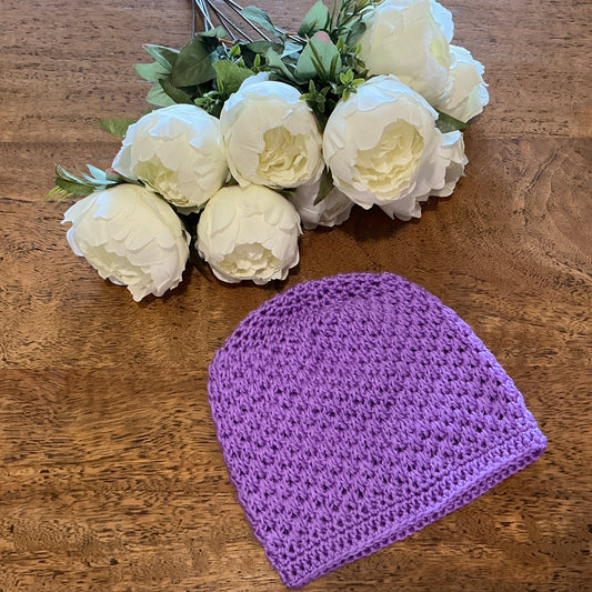 GRATITUDE and GRACE Cancer Chemo Beanie - Hand Crocheted by CALA