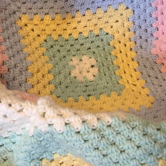 Beautiful RAINBOW Baby Cot or Pram Blanket - Christening - Baby Gift - Throw - Hand Crocheted by CALA