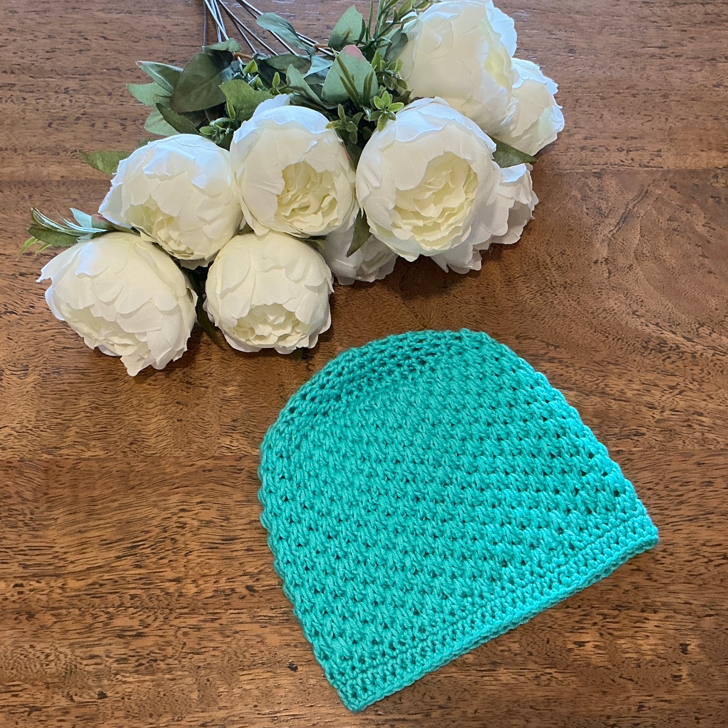GRATITUDE and GRACE Cancer Chemo Beanie - Hand Crocheted by CALA