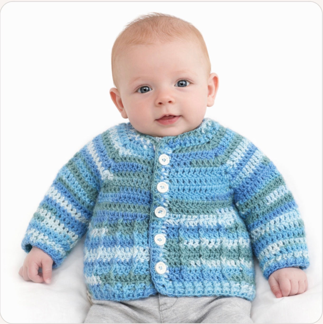 Hand Crocheted “Bambino” Baby Prints Cardigan | 3-6 months - Crocheted by CALA