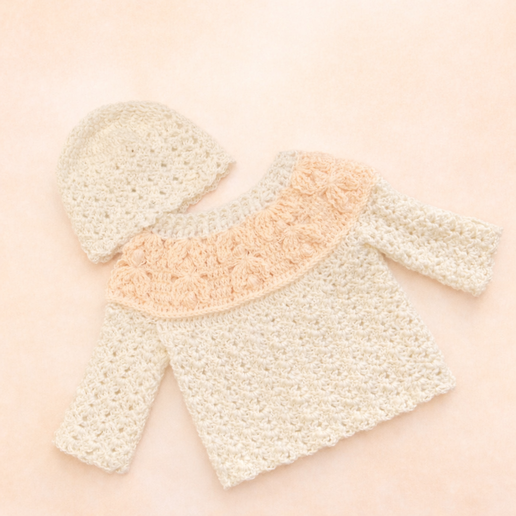 Hand Crocheted Angel on my Shoulder Jumper and Beanie
