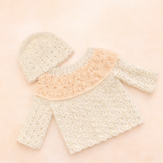 Hand Crocheted Angel on my Shoulder Jumper and Beanie